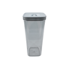 Clear twist-top storage organiser canister for pantry, kitchen, or fridge.