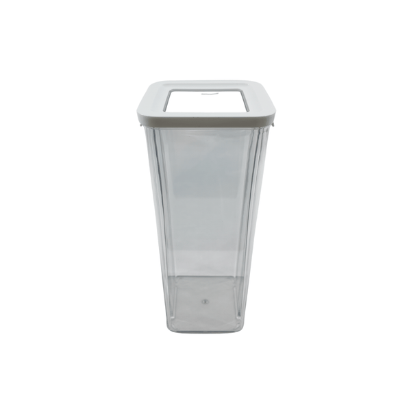 White airtight container with side clips and transparent lid, ideal for pantry storage