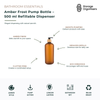 Amber frost 500ml refillable pump bottle dispenser with a smooth-action pump, designed for hand soap, shampoo, conditioner, lotion, body wash, and liquid toiletries. The reusable amber finish adds warmth and elegance to bathrooms, kitchens, and laundry spaces while helping reduce single-use plastic waste. Ideal for creating a coordinated, clutter-free countertop with stylish and sustainable storage.