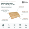 8-tier bamboo drawer spice rack organiser set with angled spice storage design for easy label visibility, kitchen drawer organisation, and multi-use bottle storage