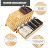 Bamboo drawer spice rack showcasing premium craftsmanship and eco-friendly materials, 8-tier design for organized kitchen storage.