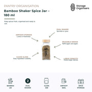 Bamboo Shaker Spice Jar – 180 ml