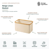 Beige linen storage basket with bamboo frame and collapsible fabric design, ideal for lightweight home organisation, shelves, laundry, and multi-room storage solutions