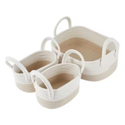 Beige storage baskets - 3 Pack for nursery organisation. Ideal storage organisers for baby essentials or toys in any room.