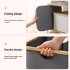 Black Linen Basket with Double Handle showcasing folding design for efficient kitchen organisation and front handle for easy access.
