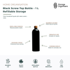 Black 1 litre refillable storage bottle with bamboo screw top lid for organising household liquids, cleaning products, and home storage solutions