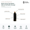 500ml black screw top refillable storage bottle with a bamboo-look lid, designed for stylish and reusable liquid storage. Ideal for storing cleaning solutions, bathroom products, body wash, shampoo, conditioner, lotions or household liquids. Featuring a secure leak-resistant screw cap, durable construction and modern matte black finish, this refillable bottle helps reduce single-use plastic waste while creating a clean, organised and contemporary home aesthetic.