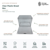 Clear plastic bread box with secure-fit lid and BPA-free construction, designed to keep bread, pastries, and baked goods fresh while providing visible, stackable, and space-saving kitchen storage.