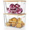 Clear Storage Container with Bamboo Lid – 29cm for pantry storage, featuring onions and potatoes, ideal for home organisation.