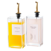 Glass oil and vinegar dispenser set with stylish design, ideal for kitchen storage and organization, featuring 500ml capacity.