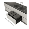 Blum-compatible 50L kitchen bin set in 800mm cabinet, ideal storage organiser for under sink.