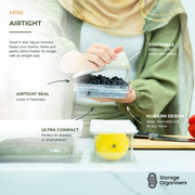mini airtight food storage container with stackable design for snacks, herbs, fruit, and pantry organisation