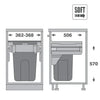 Diagram showing dimensions of Pull-Out Kitchen Bin – 400mm Cabinet (35L Drawer) for efficient under sink storage.