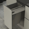 Pull-out kitchen bin in 400mm cabinet, grey 35L drawer, ideal for home organisation, space-saving kitchen storage solution.