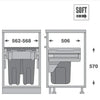 Dimensions of Pull-Out Kitchen Bin – 600mm Cabinet (2 × 35L) for efficient kitchen organisation and under sink storage.
