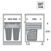 Diagram of Hamper Laundry Pull-Out – 600mm Cabinet (2 × 35L) for under sink storage in kitchen organisation setup.