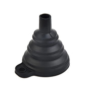 Black Foldable Silicone Funnel for Jars & Liquids, ideal for kitchen organisation, perfect for pantry and under sink storage.