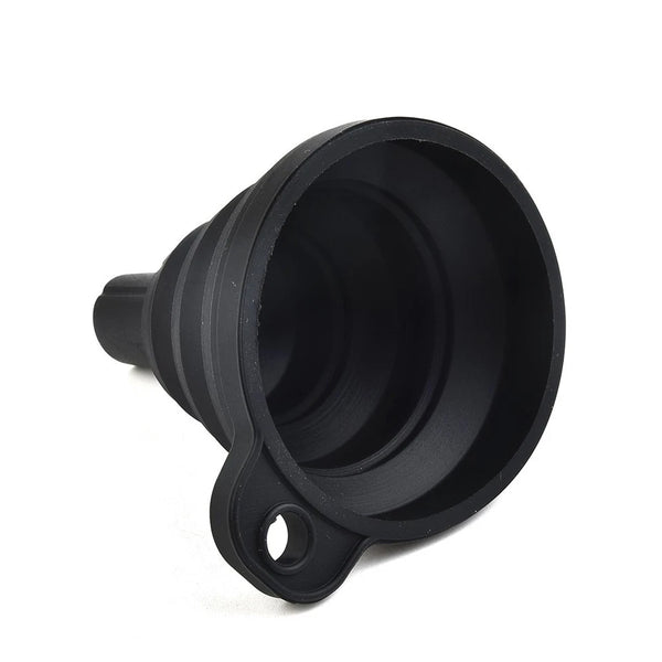 Black Foldable Silicone Funnel for Jars & Liquids, ideal for kitchen organisation and pantry storage, easy to use with glass jars.