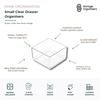 small clear drawer organisers with BPA-free transparent design for home, bathroom, kitchen, and office storage organisation