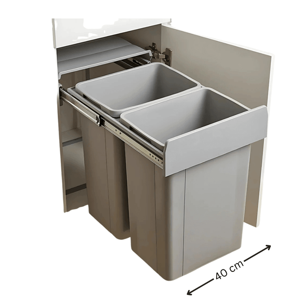 Hand pull waste bin with 36L capacity, featuring dual 18L bins for kitchen use.