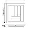 Diagram of White Cutlery Tray 530x480mm for drawer organisers enhancing kitchen storage and organisation efficiently.