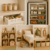 Home organisation ideas with pantry storage, fridge organisers, and children's toy bins