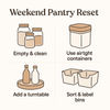Alt Tag: Weekend Pantry Reset: 7 Quick Wins with home organisation tips like using bamboo jars, adding turntables, and sorting bins.