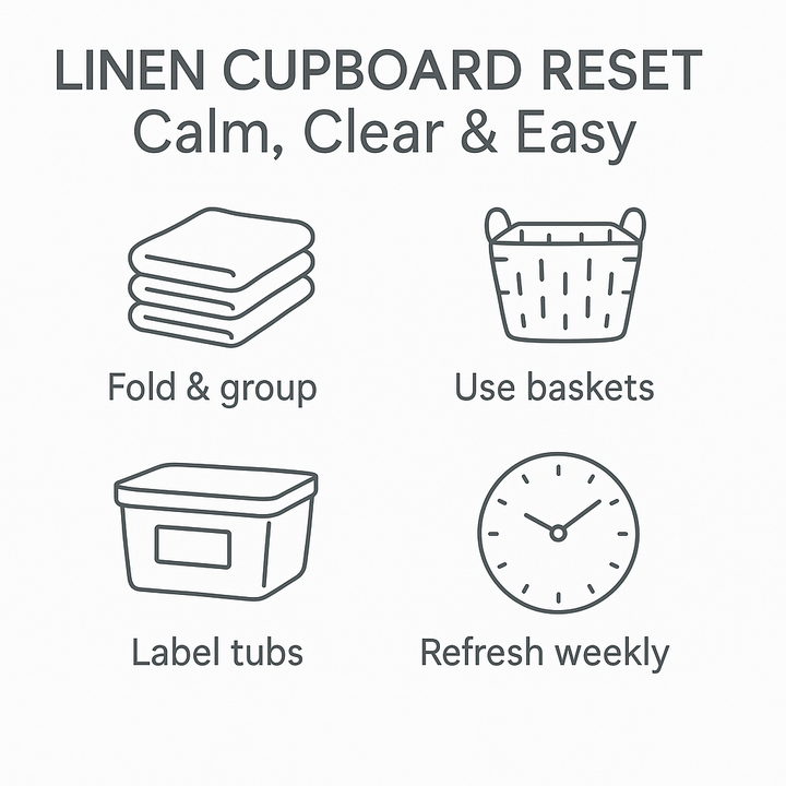 Linen cupboard reset calm clear easy steps
