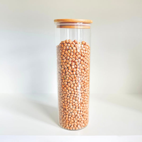 Round Bamboo Glass Pantry Container Set – 35 Pack