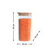 Square bamboo glass storage jar with lentils, ideal pantry organizer, 20x10 cm