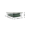 Rectangular fridge container with lid, dimensions 20.5x14x4 cm, storing cucumbers.