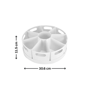 10-Piece Rotating Desk Organiser White for efficient drawer organisation in the kitchen, ideal under sink storage solution.
