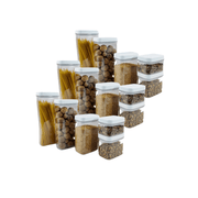White Airtight Container – 15 Pack for pantry organisation, perfect kitchen storage organisers for pasta, nuts, and grains.