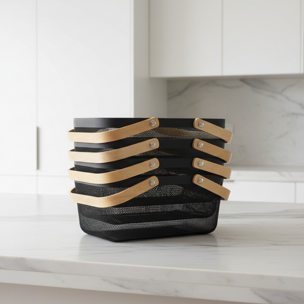 Black Mesh Storage Basket – 4 Pack | Mesh Basket Organiser
