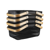 Large Black Handy Storage Basket with Wooden Handle