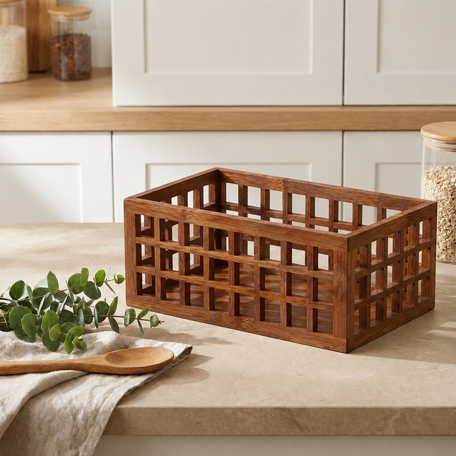 Acacia Perforated Storage Basket – Large