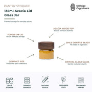 Acacia Screw On Spice Glass Jar - 135ml