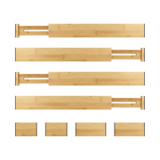 Bamboo Expandable Drawer Dividers – 4 Pack for kitchen drawer organisation and efficient storage solutions.