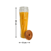 Round glass storage jar with acacia lid, tall and slim, ideal for organizing spaghetti or pasta in a stylish and practical way.
