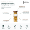 1750ml acacia glass pantry storage jar with airtight wooden lid, clear borosilicate glass container for pasta, rice, cereal, and kitchen organisation