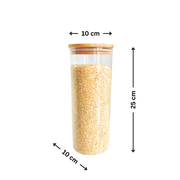 Bamboo Glass Jars Large Pantry Container Set – 24 Pack jar, ideal for kitchen or pantry storage, enhancing kitchen organisation.