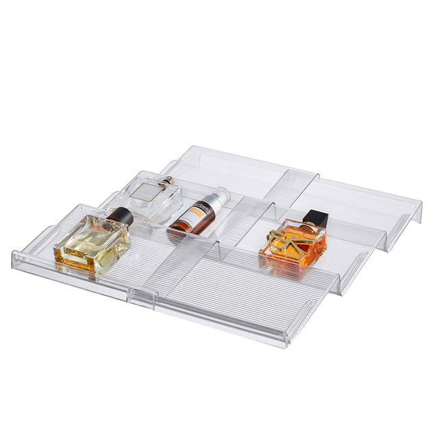 Expandable In-Drawer Multi-Use Rack – Adjustable Fit for kitchen and pantry organisation with glass jars and storage organisers.