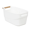 Large White Storage Tub – Wooden Handles, Stylish & Strong