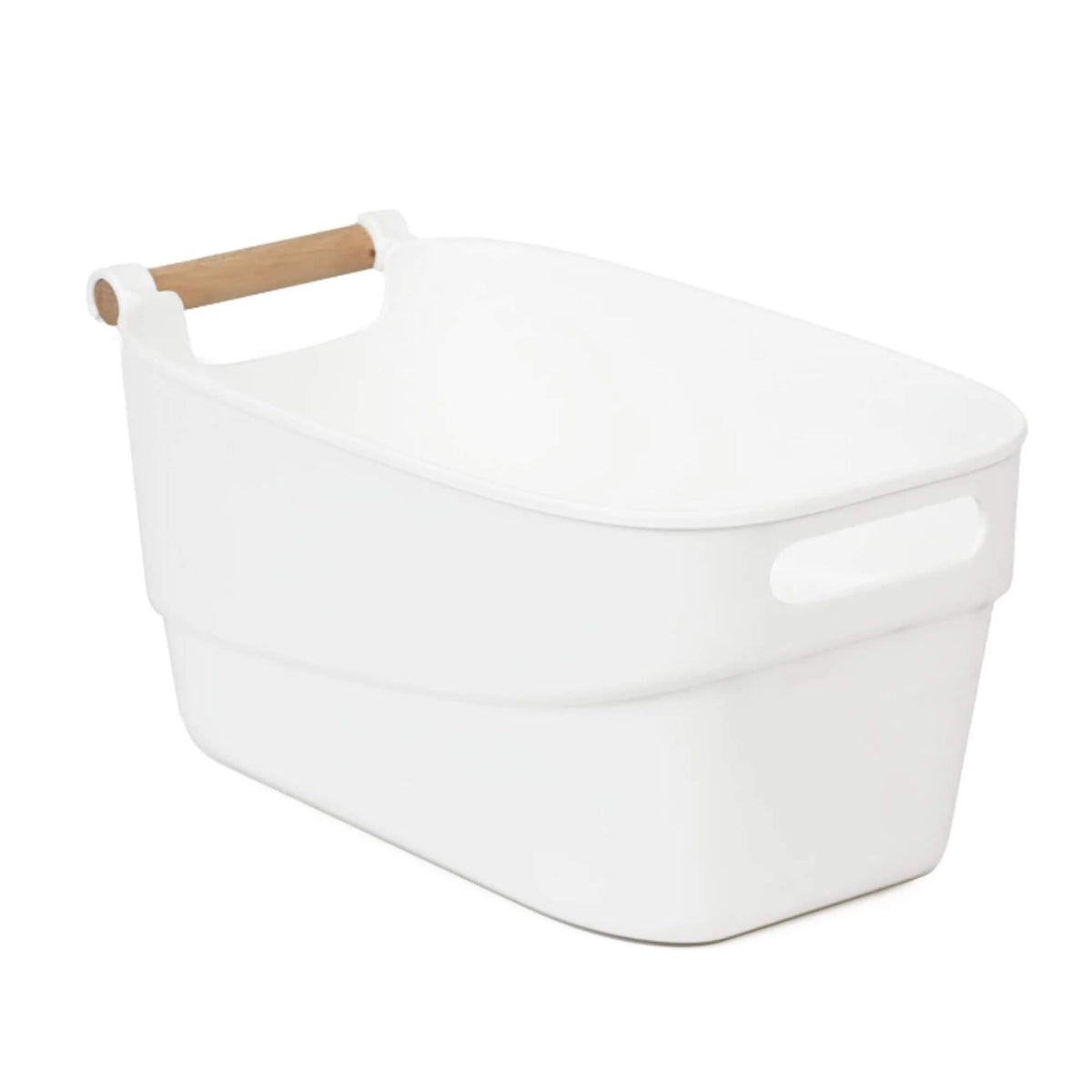Medium White Storage Tub With Handle