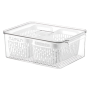 Fridge Storage Container with Double Basket, ideal for kitchen organisation, perfect for efficient pantry or fridge storage.