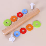 Adjustable Bamboo Rolling Pin with measurement rings for precise baking, ideal for kitchen organisation and storage.