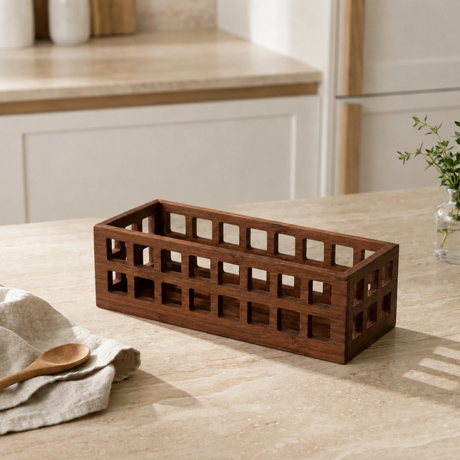 Acacia Perforated Storage Basket – Small