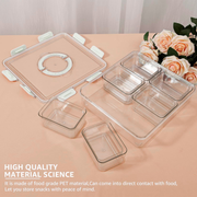 Snack Organiser & Fridge Storage Set – 7-Piece with Handle, ideal for kitchen or pantry use, featuring glass jars for snacks.