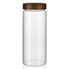 1750ml acacia glass jar with bamboo lid, ideal for pantry and kitchen storage, stylish space-saving home organisation solution.