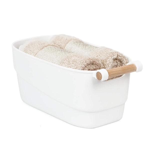 Medium White Storage Tub With Handle